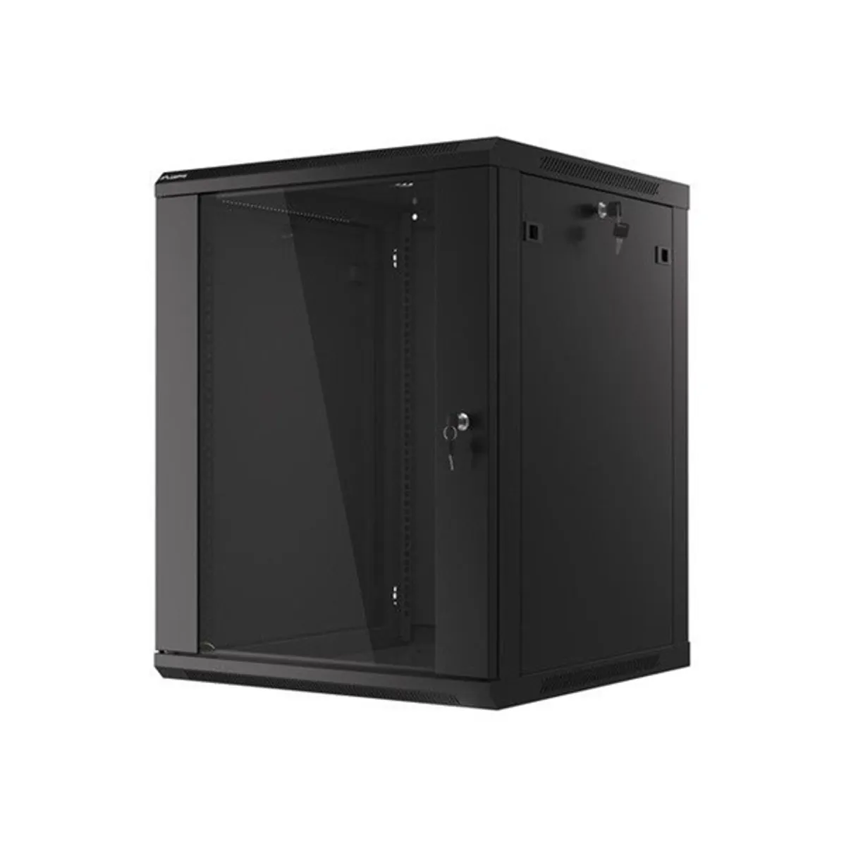 Lanberg WF01-6615-10B 19" 15U SZÉL:600mm MÉLY:600mm MAG:774mm lapraszerelt üvegajtós fekete fali rack szekrény #3