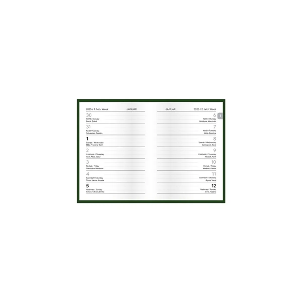 Kalendart Economic 2026 E031 zöld heti beosztású mini zsebnaptár #2