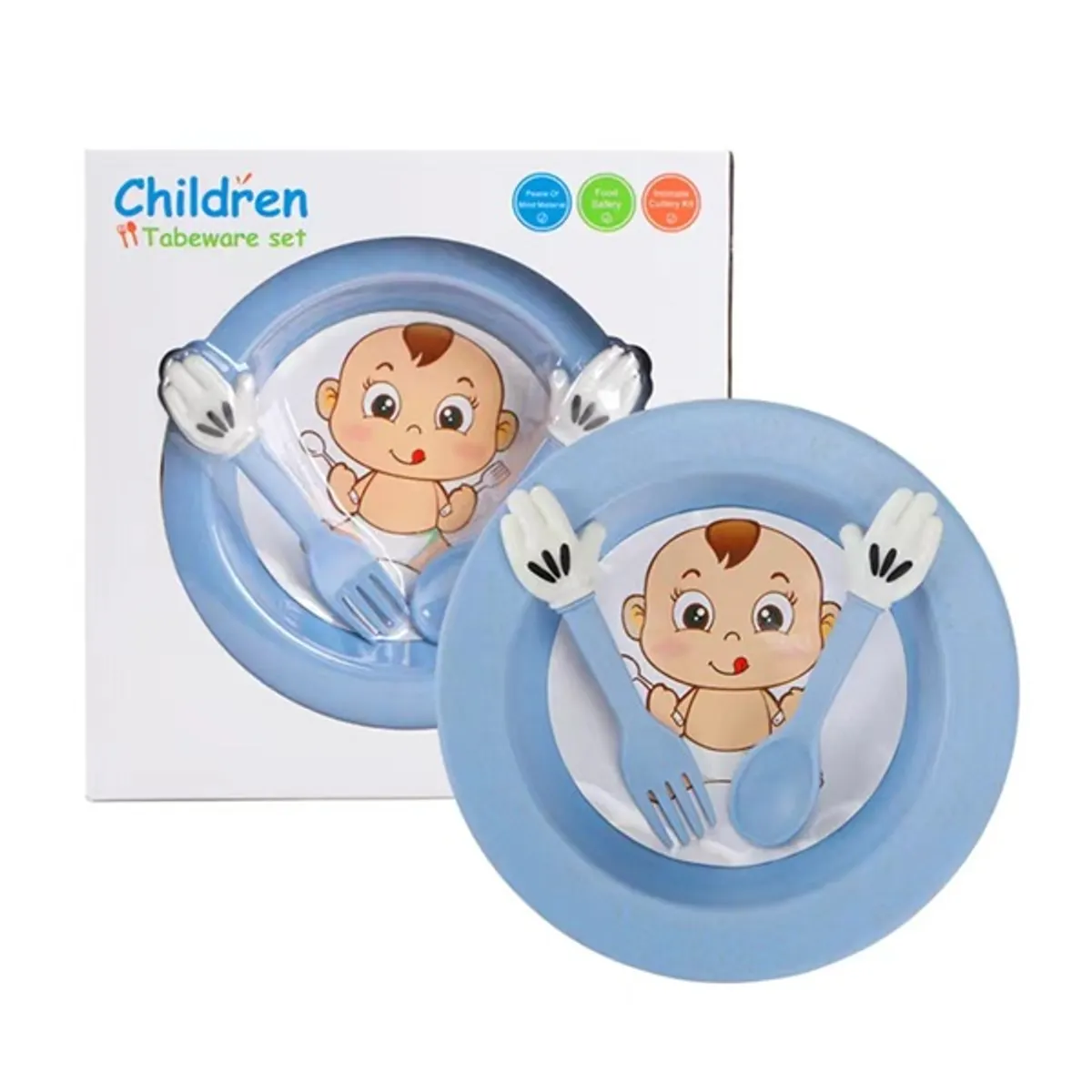 TOO KT-126 vegyes színekben búzaszalma műanyag Gyermek tányér készlet, 18.7×3.5cm #3