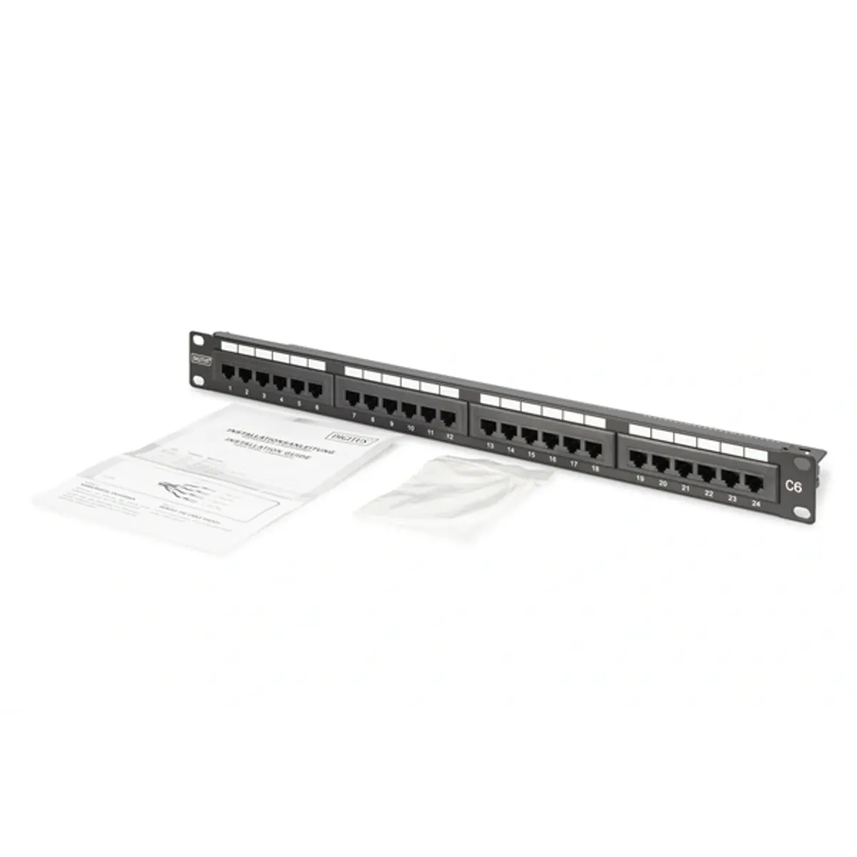 DIGITUS DN-91624U-CR 19" 1U 24port Cat.6 kompakt fekete árnyékolatlan Patch Panel #2