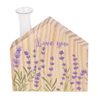 IRIS dekor fa akasztós "love u" tábla levendulás 12x17cm