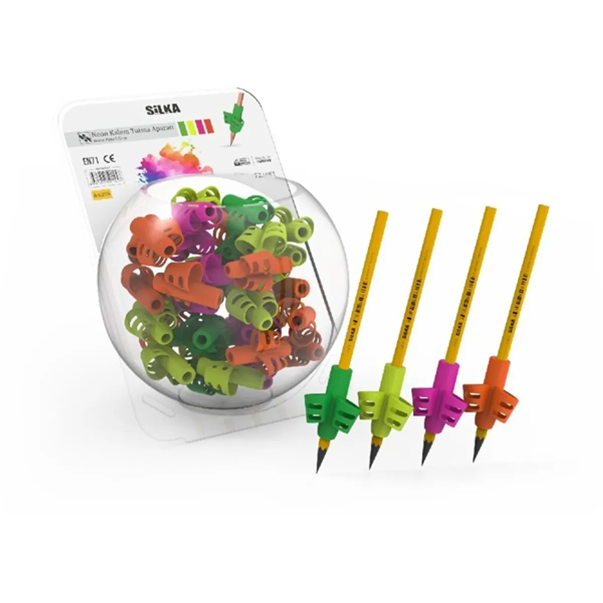 Silka neon színű fogássegítő szilikon ceruza markolat #1