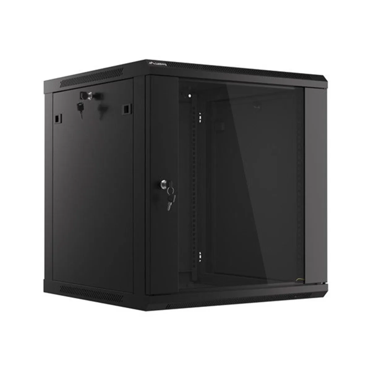 Lanberg WF01-6612-10B 19" 12U SZÉL:600mm MÉLY:600mm MAG:640mm lapraszerelt üvegajtós fekete fali rack szekrény #2