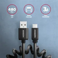 Axagon BUCM-AM10TB Twister USB-C 2.0 - USB-A 0,6 m fekete csavart kábel #2