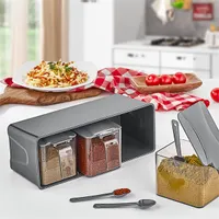 IRIS L-00677 fűszertartó kanalakkal 3x550ml, elefántcsont vagy antracit színű #2