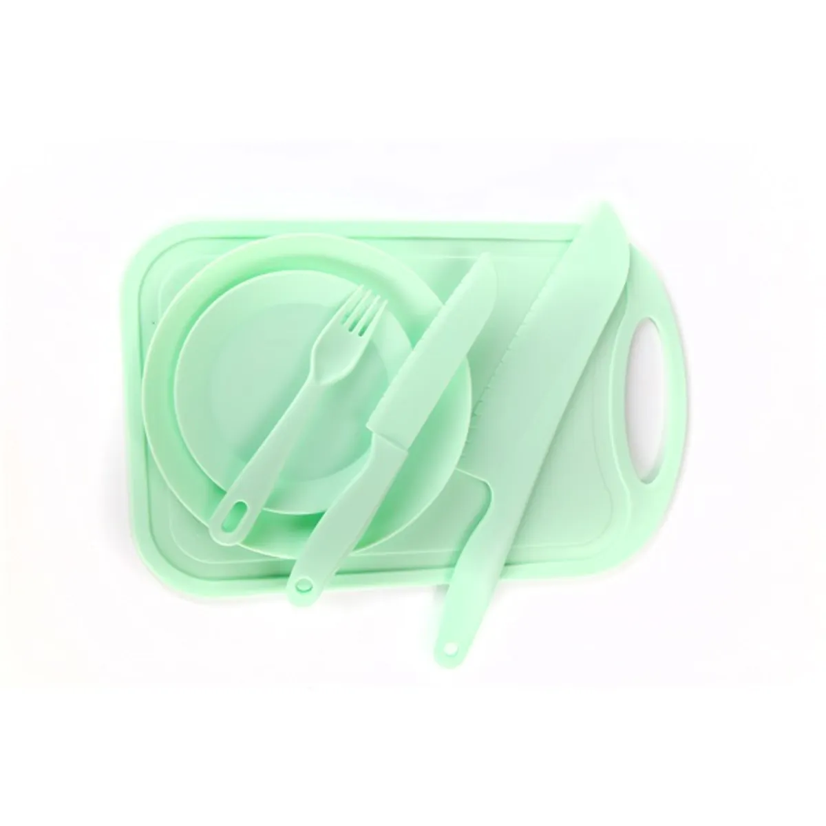 IRIS KT-187 gyermek evőeszköz készlet (nagy tányér, kis tányér, nagy kés, kés, villa, vágódeszka) #1