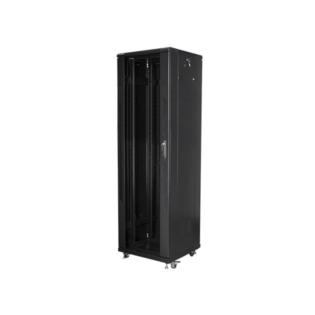 Lanberg FF01-6642-12B 19" 42U SZÉL:600mm MÉLY:600mm MAG:2047mm lapraszerelt üvegajtós fekete rack szekrény #3