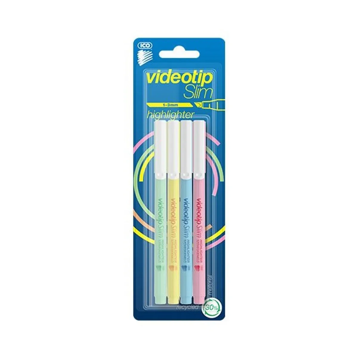 ICO Videotip Slim pasztell 4db-os vegyes színű szövegkiemelő #1