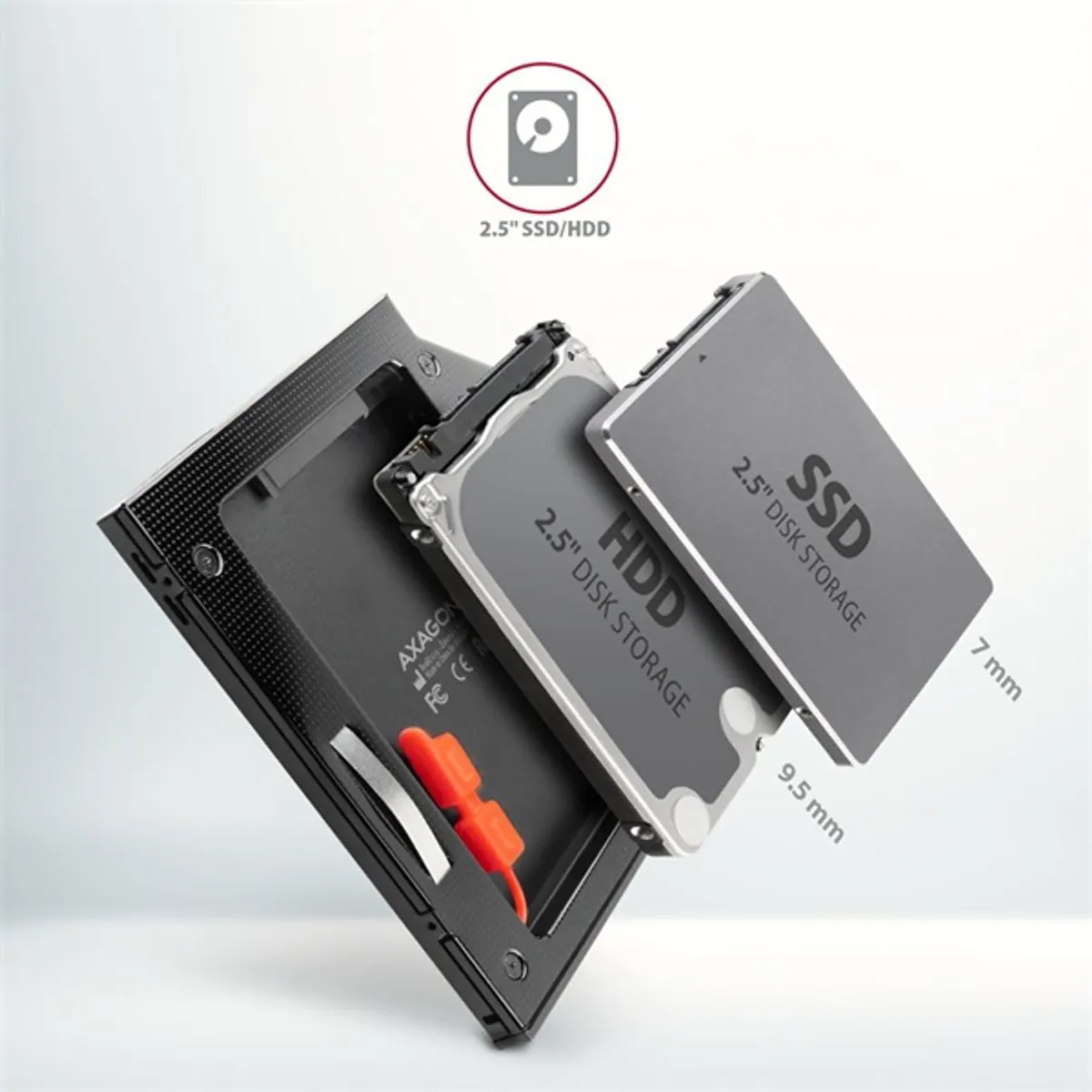 Axagon RSS-CD09 2,5" SATA SSD/HDD caddy optikai meghajtó beépítő keret #3