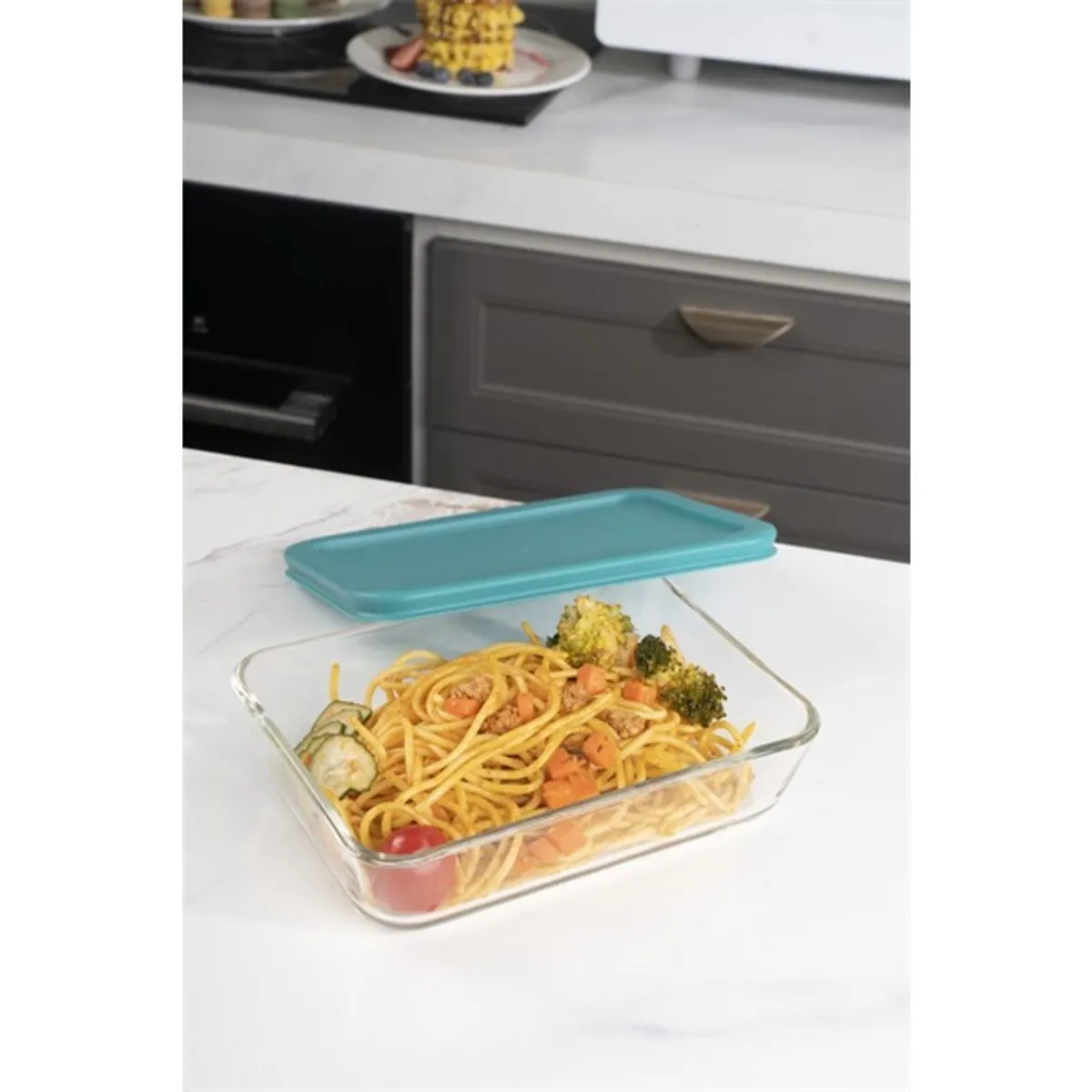 TOO KT-94 üveg 700 ml-es hőálló téglalap alakú ételtároló műanyag tetővel #1