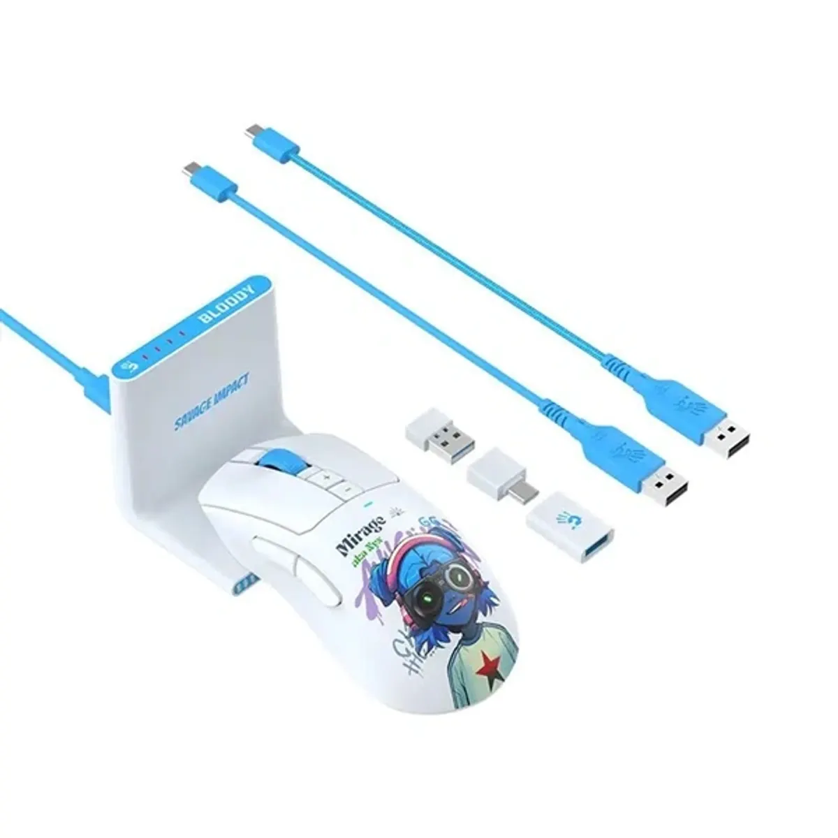 A4-Tech Bloody R73 Ultra Duo Nyx Mirage vezeték nélküli fehér gamer egér #8