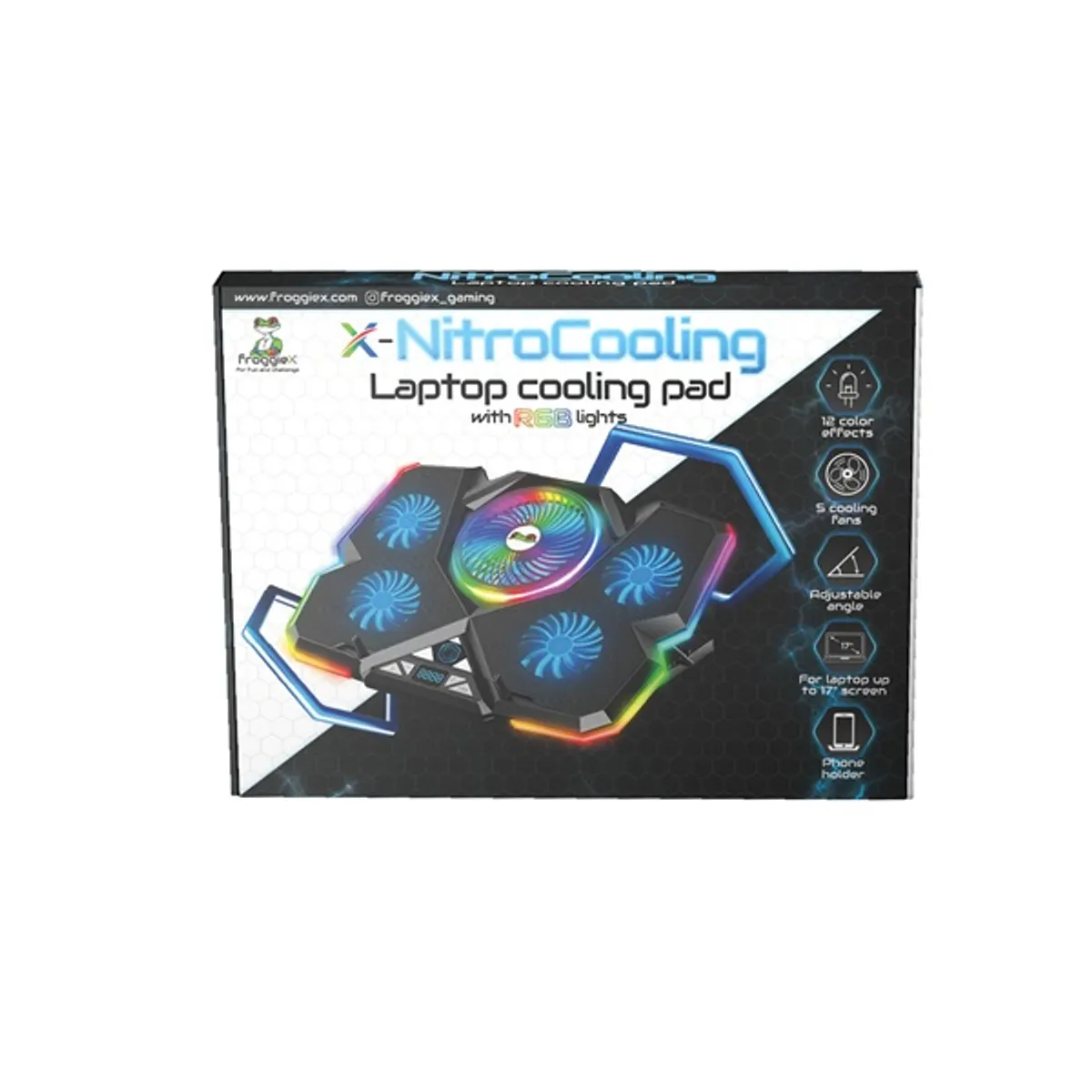 FroggieX FX-PC-P1-BL NitroCooling notebook hütőpad telefontartóval #6