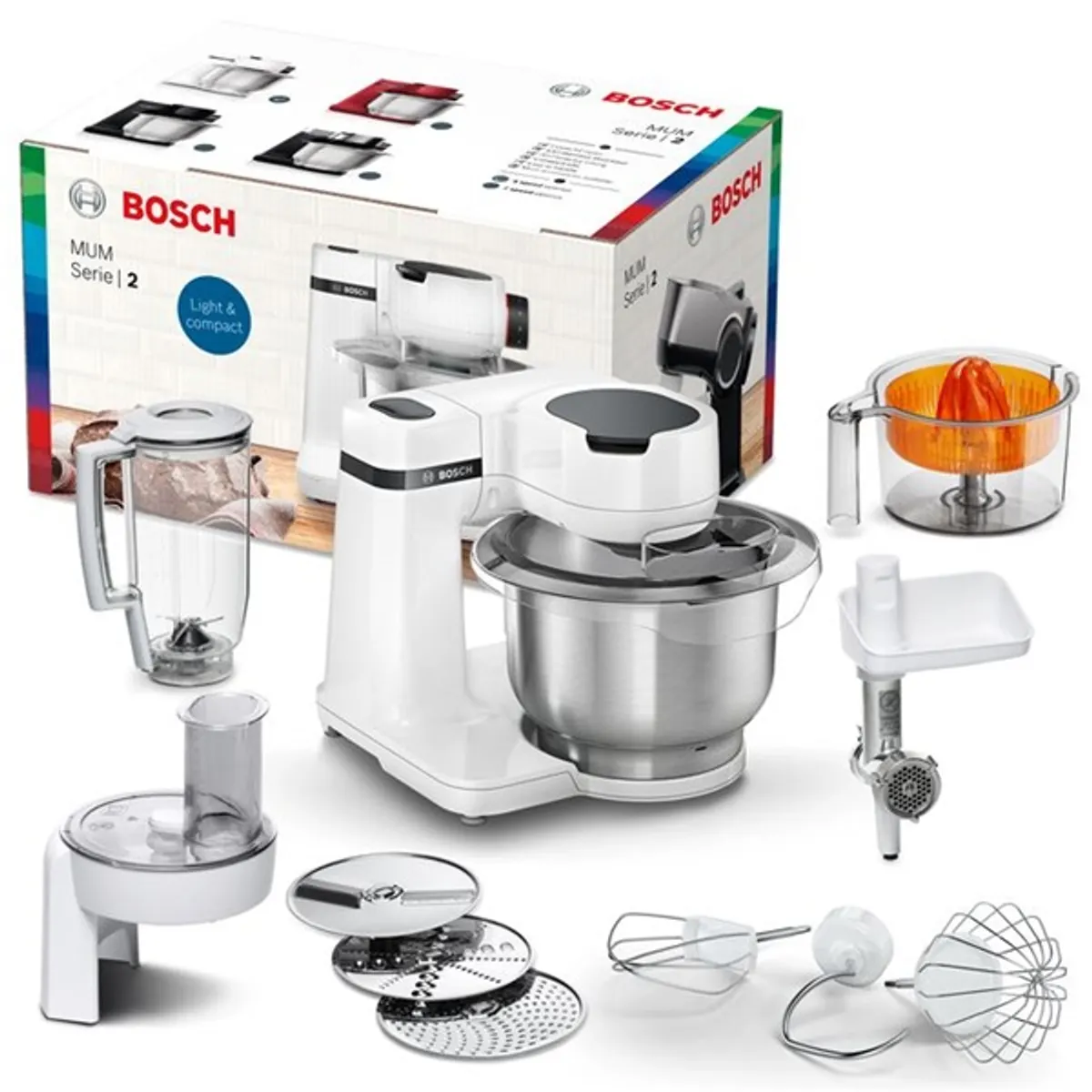 Bosch MUMS2EW40 700W, 3,8L, fehér konyhai robotgép szett #5