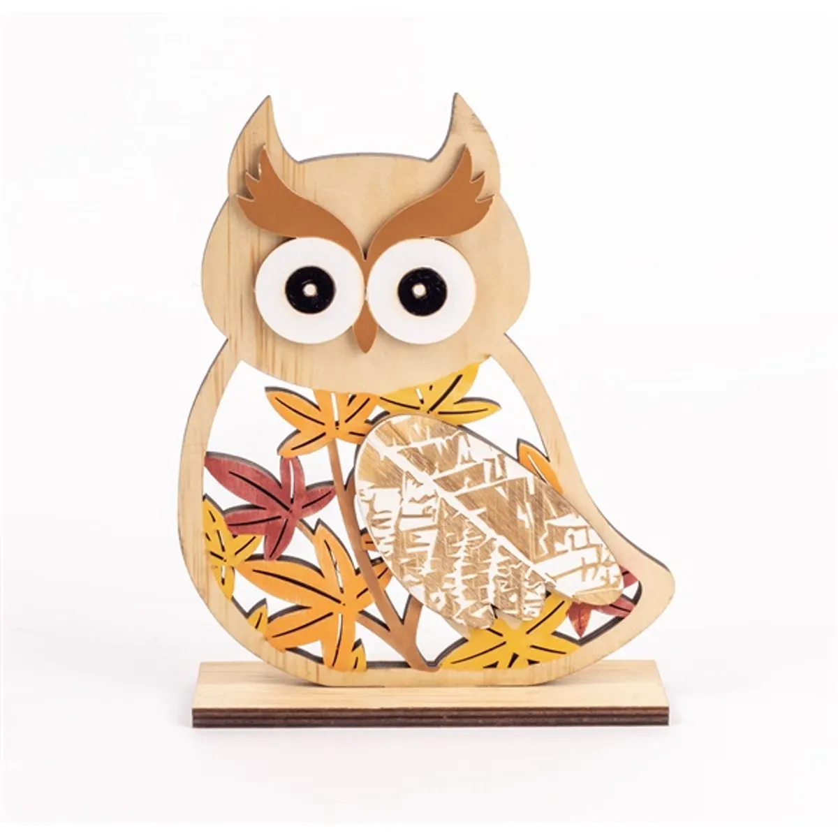 IRIS fa bagoly, falevél mintás, őszi színekben 16 x 4 x 20cm #1