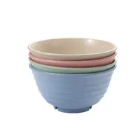 TOO KT-106 5db-os vegyes színekben búzaszalma műanyag tál szett, 17×9 cm #2