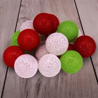 Iris Gömb alakú 6cm/színes fonott/3m/piros-fehér-zöld/20db LED-es/USB-s fényfüzér, fénydekoráció #3