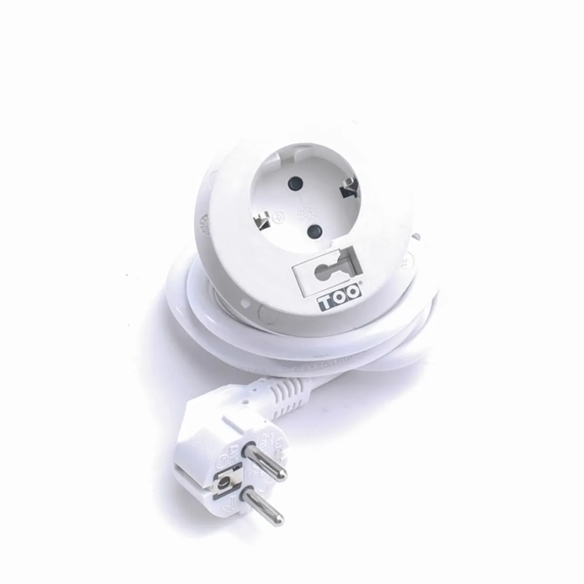 TOO GPS-202-1W IP20, 1x 2P+F, kábelkivezetéssel, fehér asztalba süllyeszthető elosztó #2