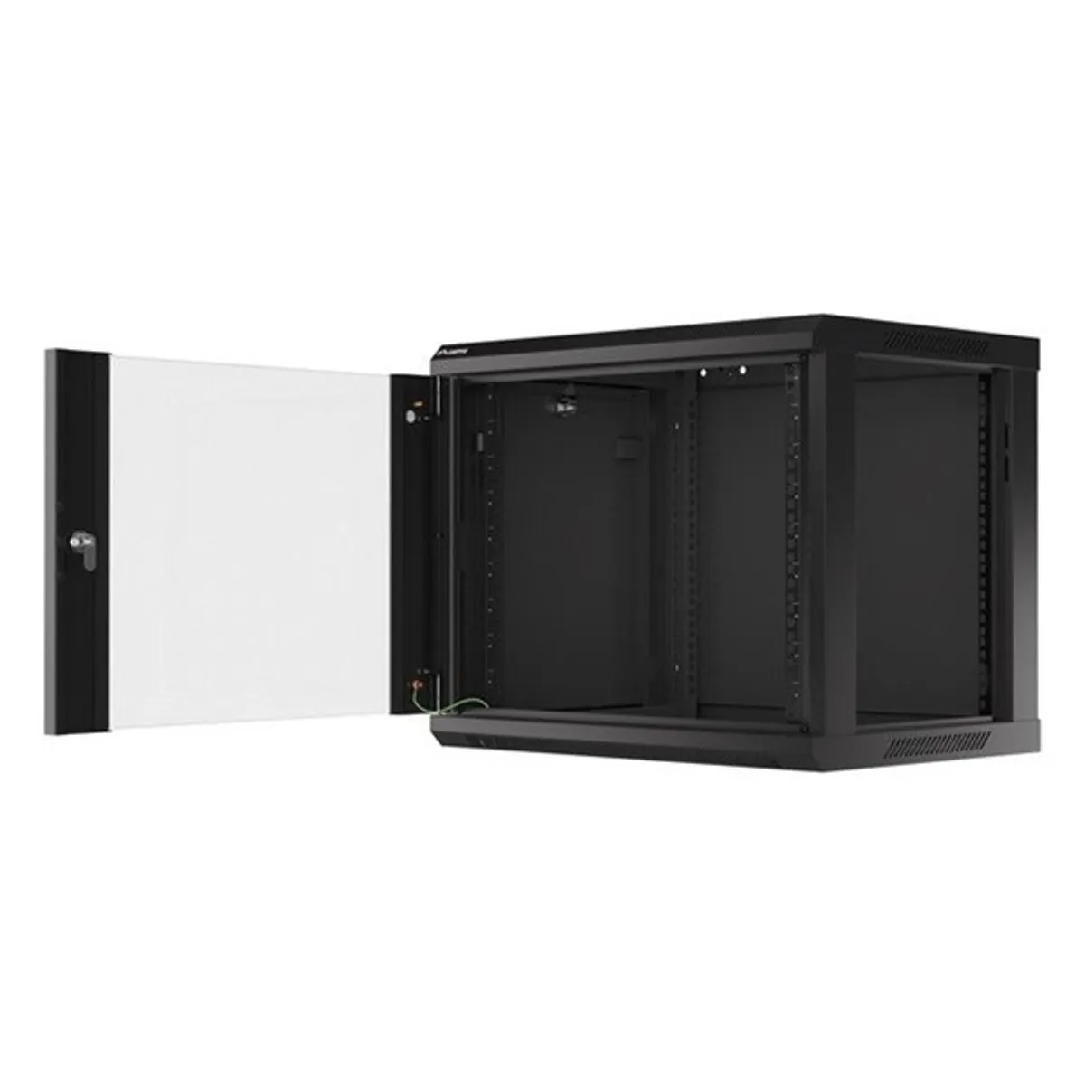 Lanberg WF01-6409-10B 19" 9U SZÉL:600mm MÉLY:450mm MAG:512mm lapraszerelt üvegajtós fekete fali rack szekrény #5