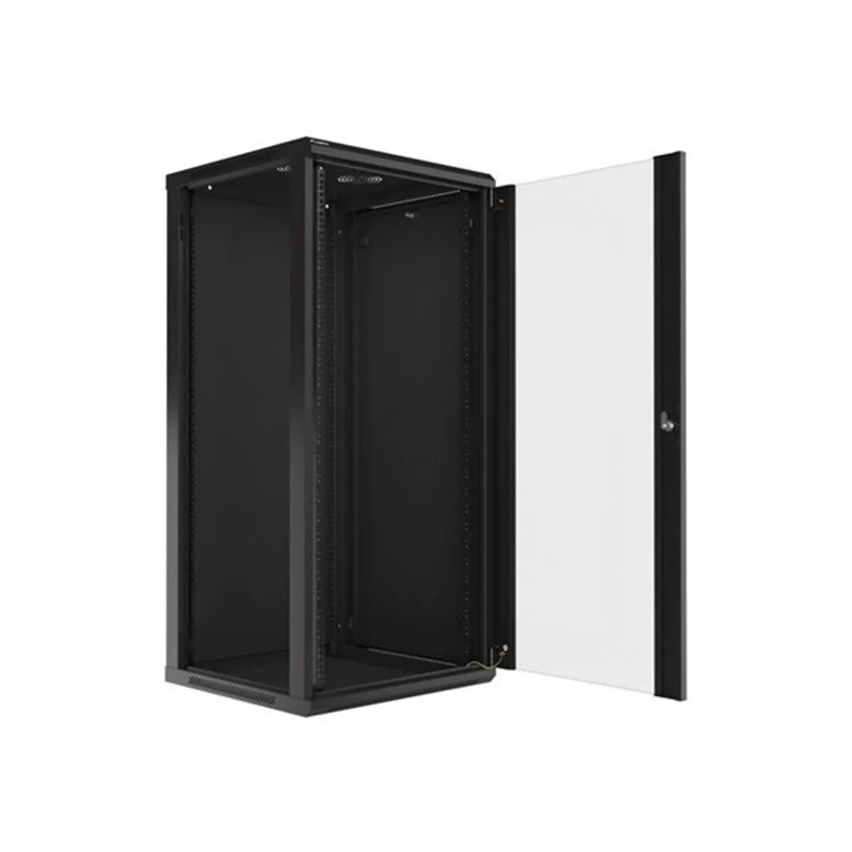 Lanberg WF01-6627-10B 19" 27U SZÉL:600mm MÉLY:600mm MAG:1307mm lapraszerelt üvegajtós fekete fali rack szekrény #4