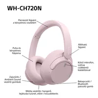 Sony WHCH720NP Bluetooth zajszűrős rózsaszín fejhallgató #10