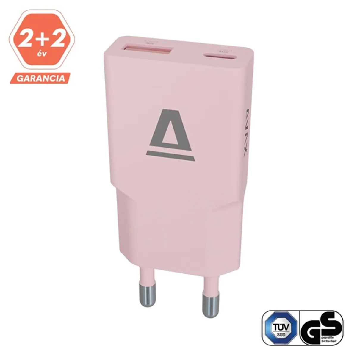 AVAX CH641P NANO SLIM 30W USB-C (PD3.0)+USB-A (QC3.0) pink hálózati töltő #1