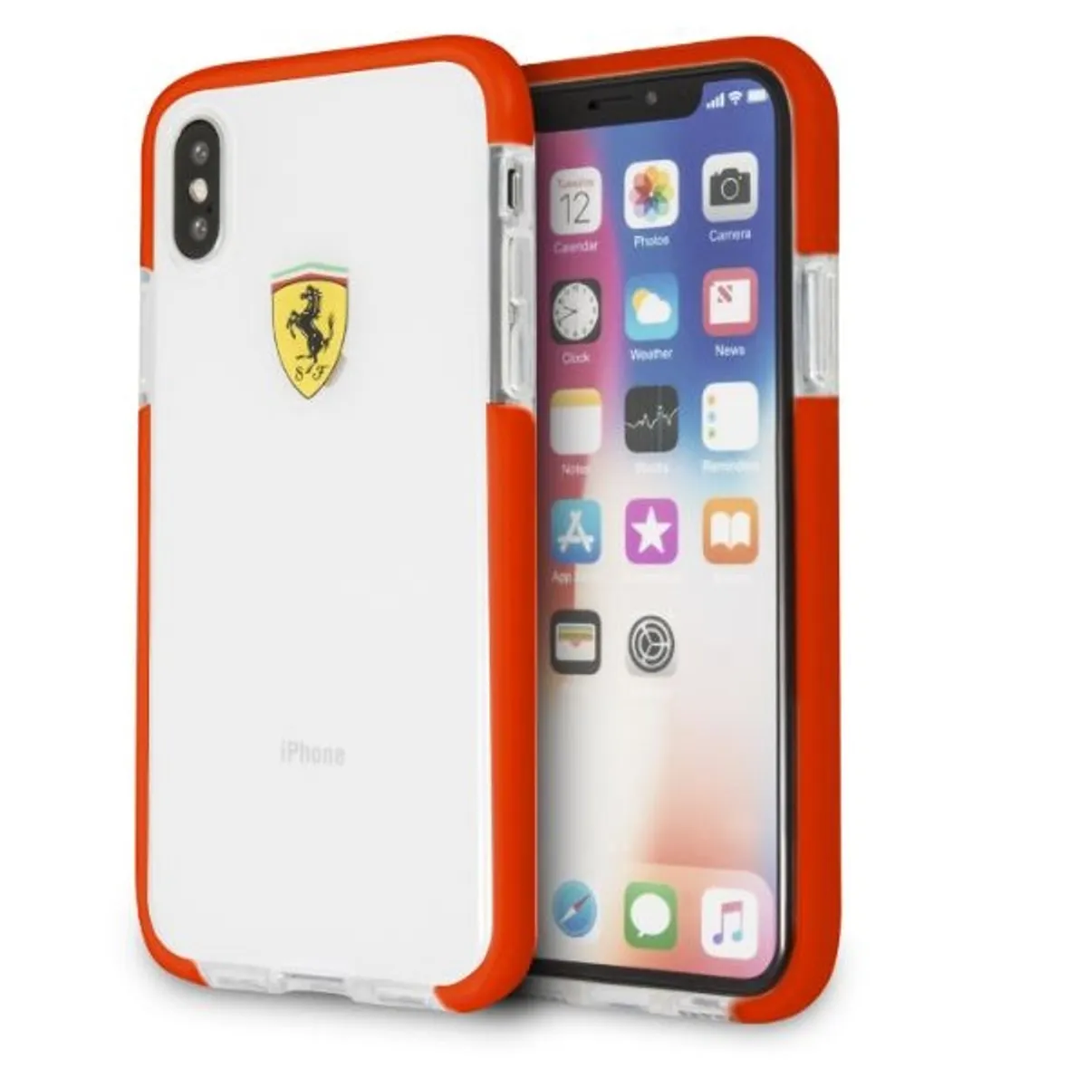 Ferrari iPhone X átlátszó/piros kemény fényes hátlap #1