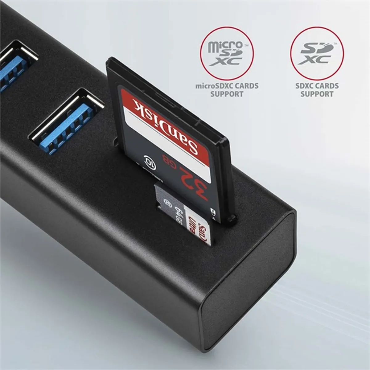 Axagon HMA-CR3A 3 portos USB3.2. Gen 2 fekete HUB kártyaolvasóval #3