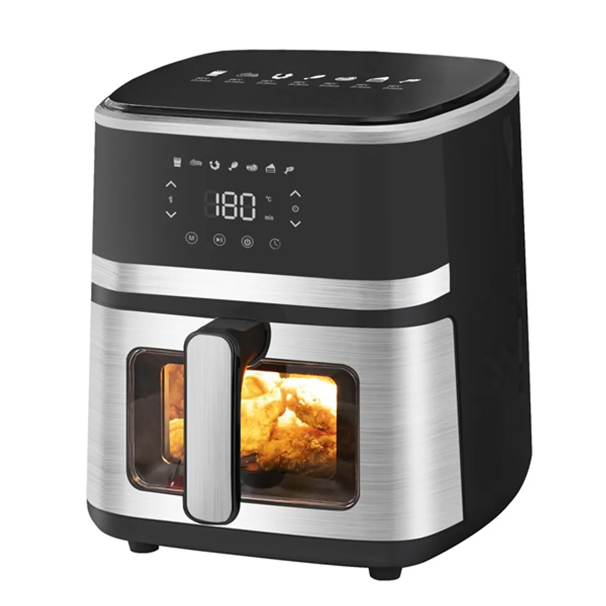 TOO AF-500-S-1400 W ezüst 5 L forrólevegős sütő (air fryer/airfryer) digitális vezérléssel, betekintő ablakkal #1