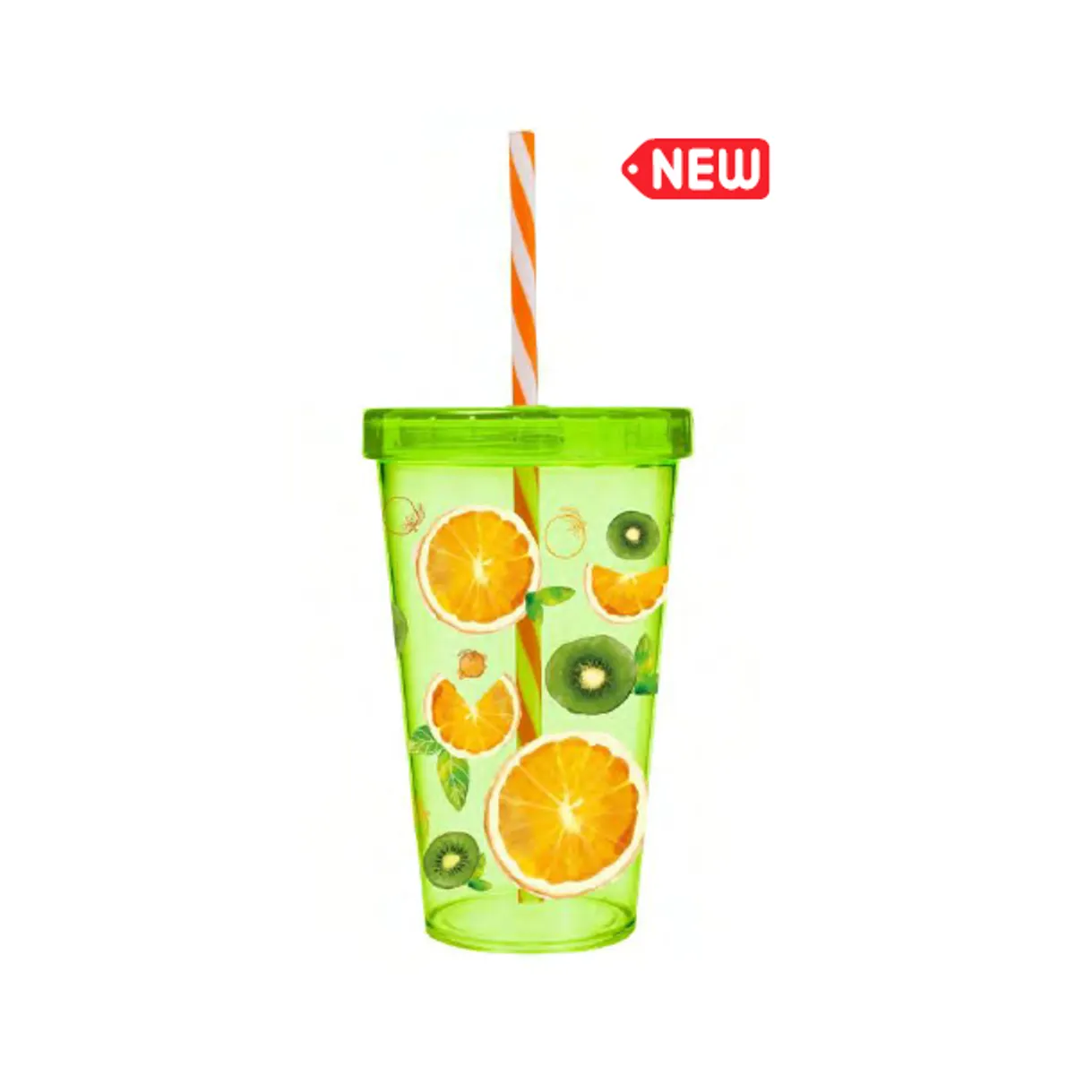 IRIS Orange mintás pohár szívószállal 660ml 161448-015P #2