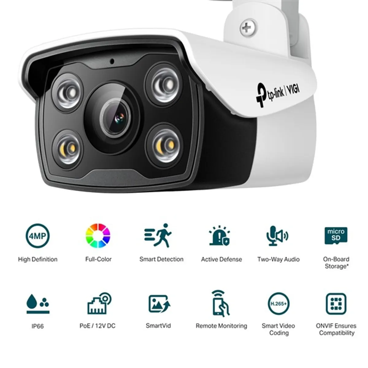 TP-Link VIGI C340 /4MP/2,8mm/kültéri/H265/IR30m/SD/Smart Detection/kétirányú hang/Full-Color IP csőkamera #2