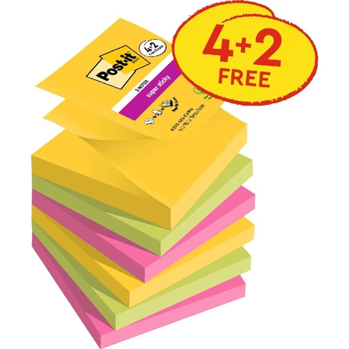 Post-it Super Sticky Carnival 76x76mm  90lapos 4+2db  vegyes Z-jegyzettömb #2