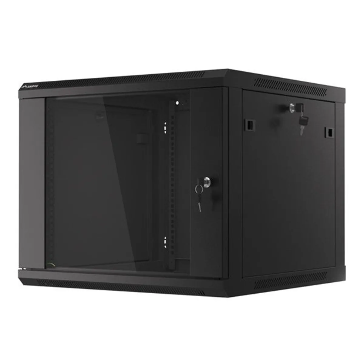 Lanberg WF01-6609-10B 19" 9U SZÉL:600mm MÉLY:600mm MAG:512mm lapraszerelt üvegajtós fekete fali rack szekrény #3