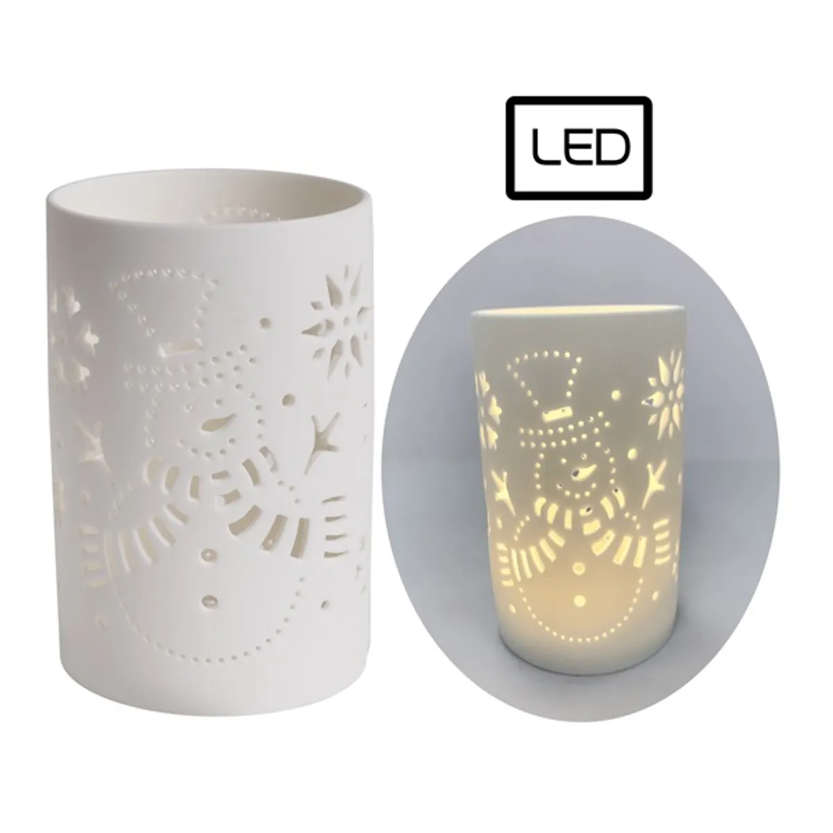 IRIS porcelán lámpás hóember, ledes #1