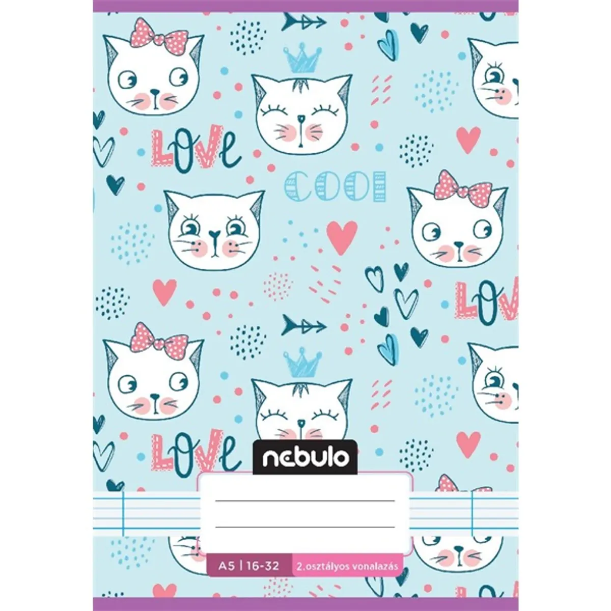 Nebulo Cuki minták A5 2. osztályos 16-32 tűzött vonalas füzet #2
