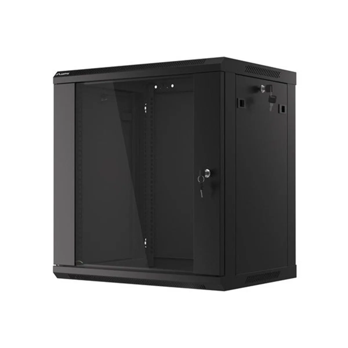 Lanberg WF01-6412-10B 19" 12U SZÉL:600mm MÉLY:450mm MAG:640mm lapraszerelt üvegajtós fekete fali rack szekrény #3
