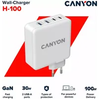 Canyon CND-CHA100W01 GaN PD 100W QC 3.0 30W fehér hálózati adapter #4