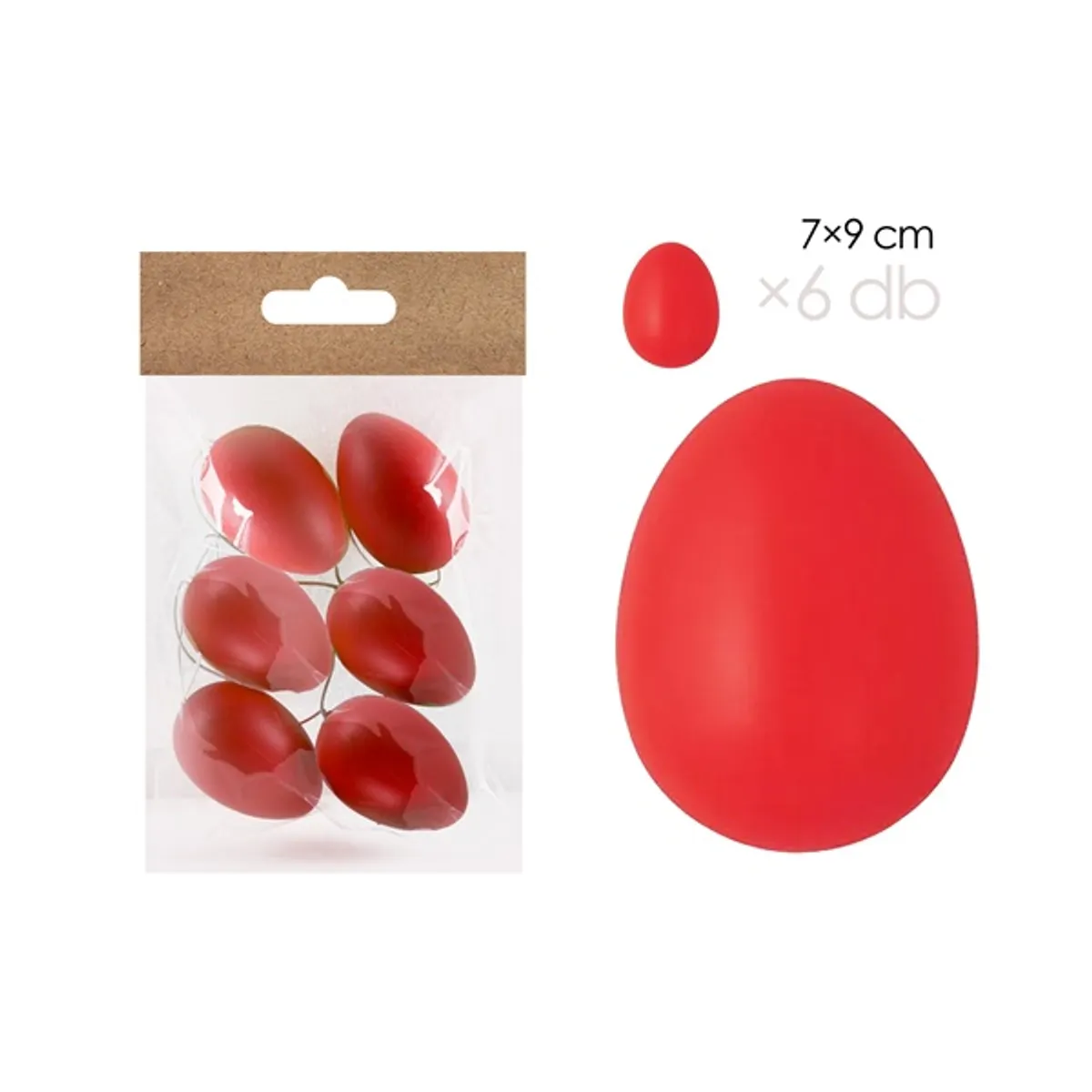 IRIS dekor műanyag tojás x6 piros 7x9cm #1