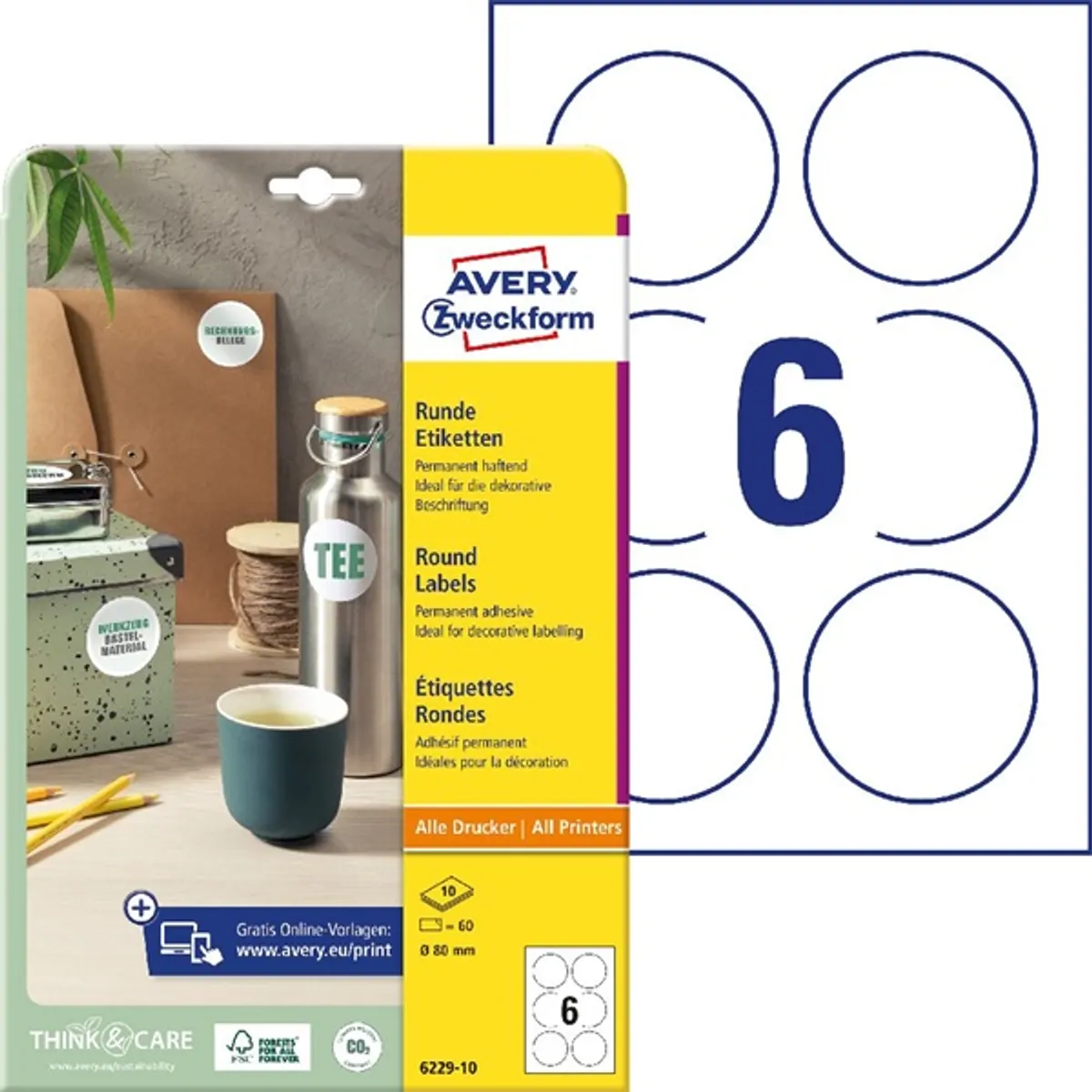 Avery 6229-10 fehér 80mm 10 ív univerzális címke köretikett #1