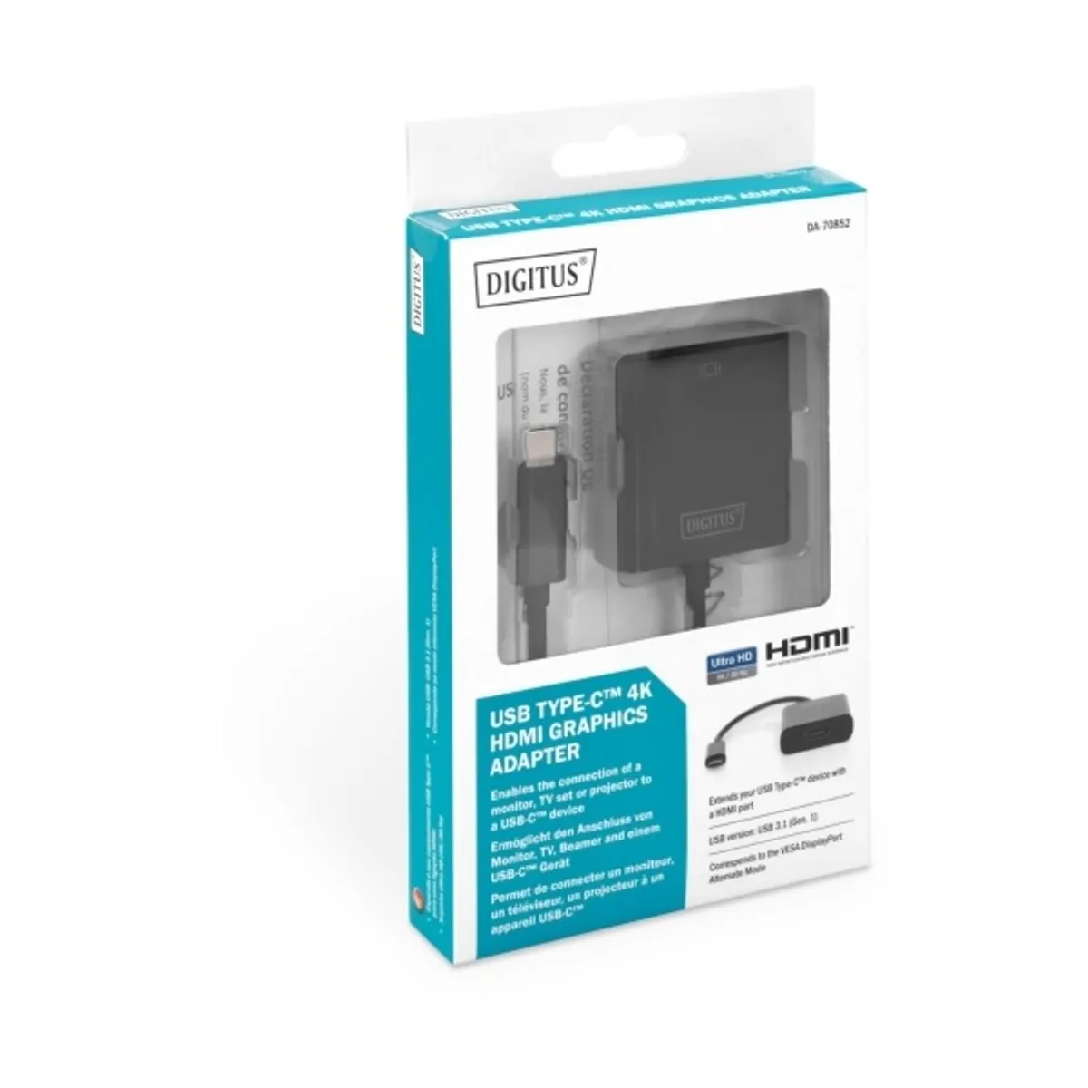 DIGITUS fekete USB 3.0 Type C - HDMI (4K@30Hz) adapter #3