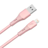 AVAX CB3306 USB-A – Lightning szilikon töltőkábel, 1.5 m, rózsaszín