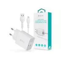 Devia ST361395 5V/2.4A Smart 2xUSB Hálózati töltő adapter + 1 m Lightning kábel #1