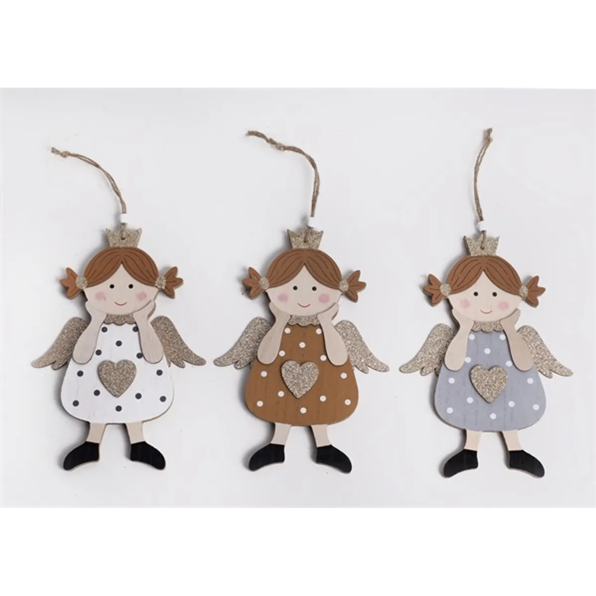 Iris fa akasztós angyal+szív 15x21 cm #1