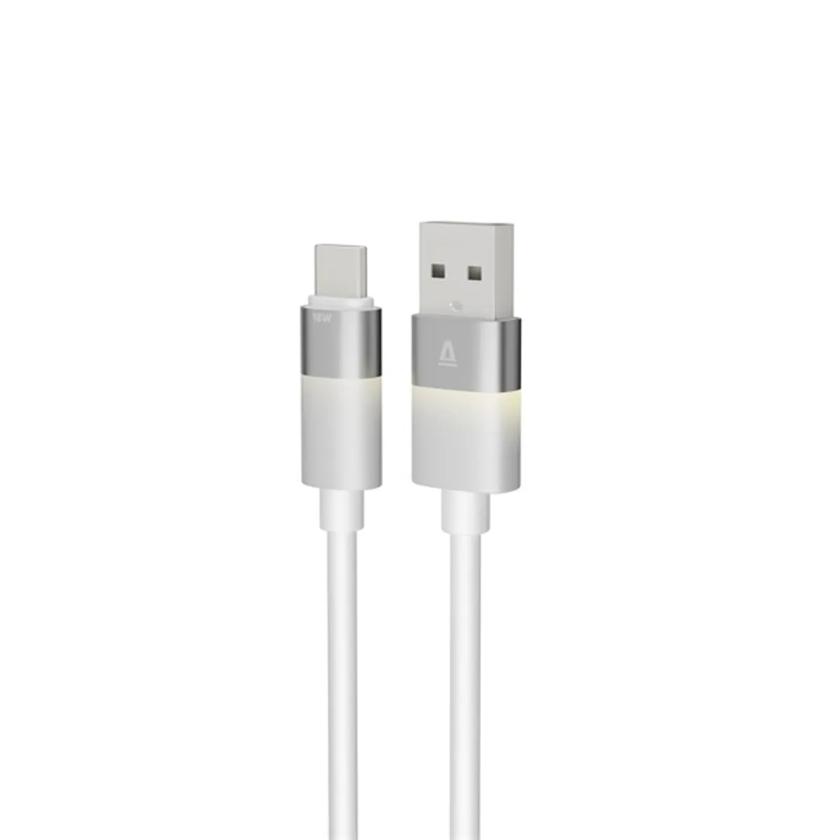AVAX CB313 GLOWY 2m 18W USB-A - USB-C fehér gyorstöltő kábel #2