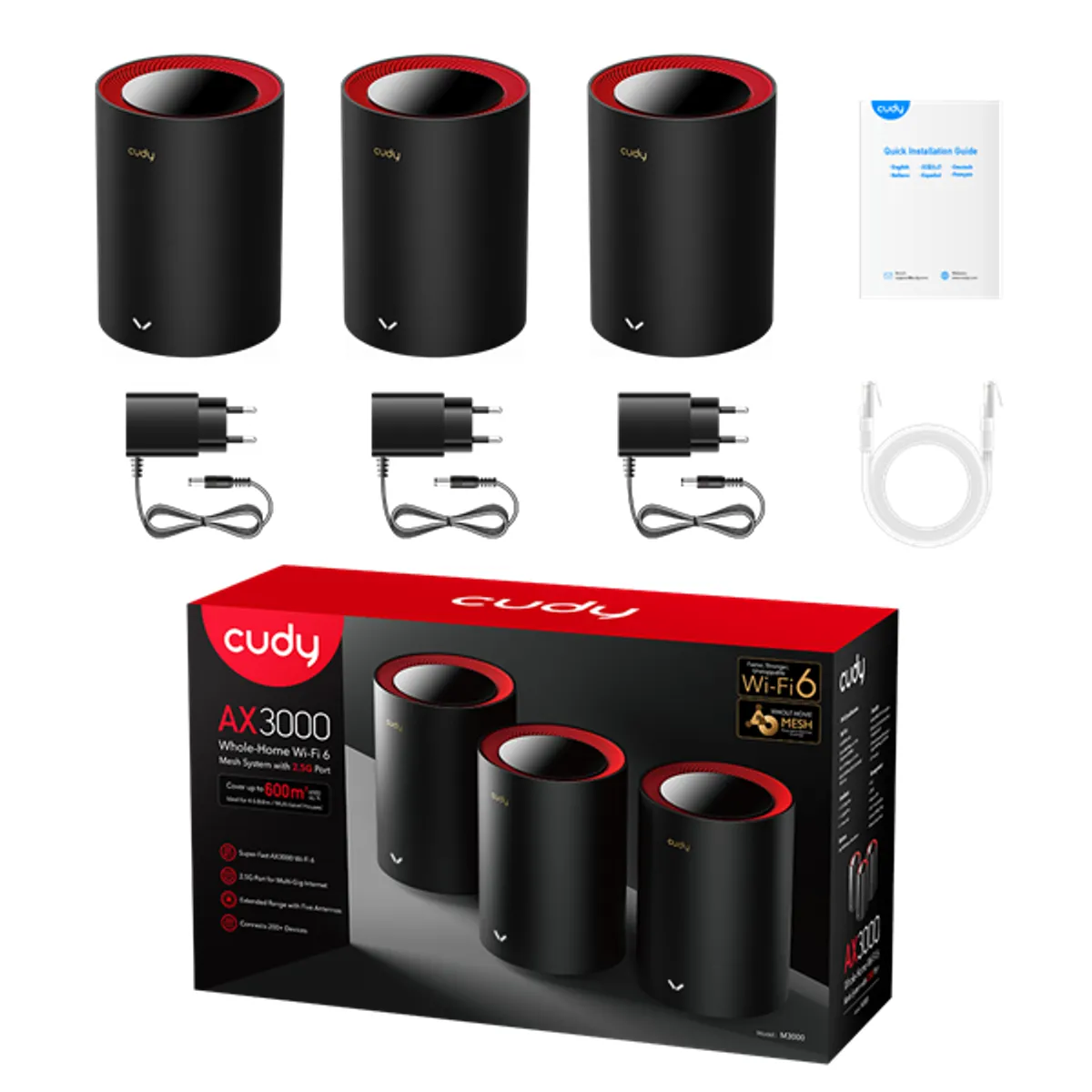 CUDY M3000(2-Pack) kétsávos AX3000 WIFI6 MESH fekete 2,5 gigabit router (2db-os szett) #4