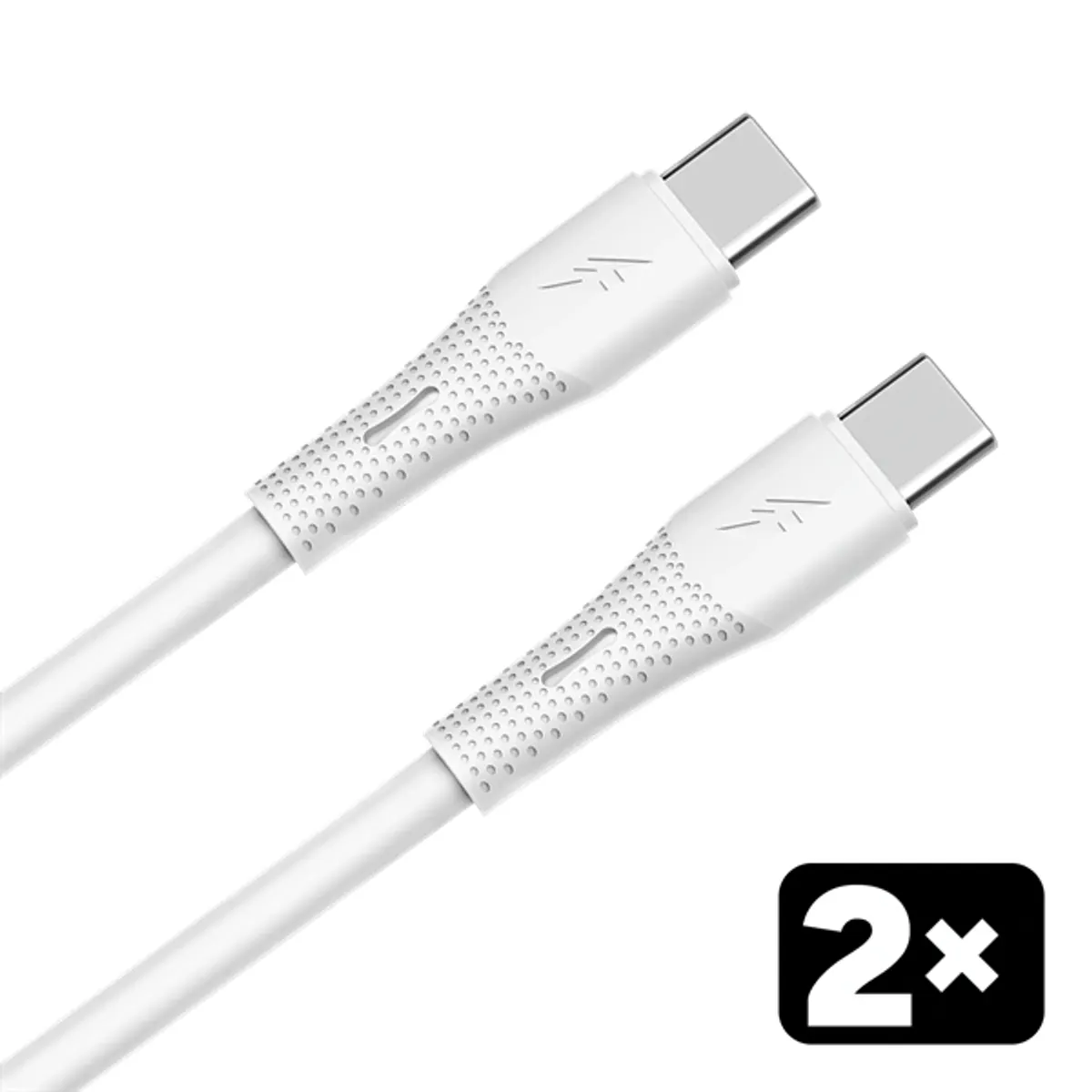 AVAX CB4303 2x 60W USB-C gyorstöltő szilikon kábel csomag, 1.5 m, fehér #1