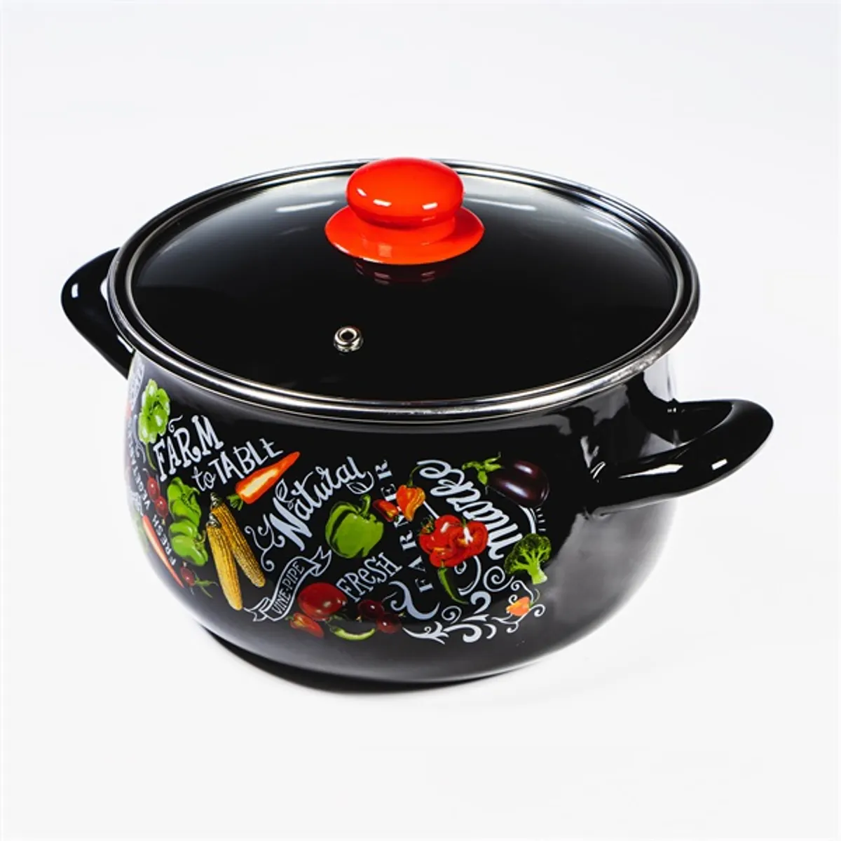 TOO BELLY FARM BLACK 6,2 literes, 24cm átmérő, 15cm magasságú lábas (fazék) üveg fedővel #2