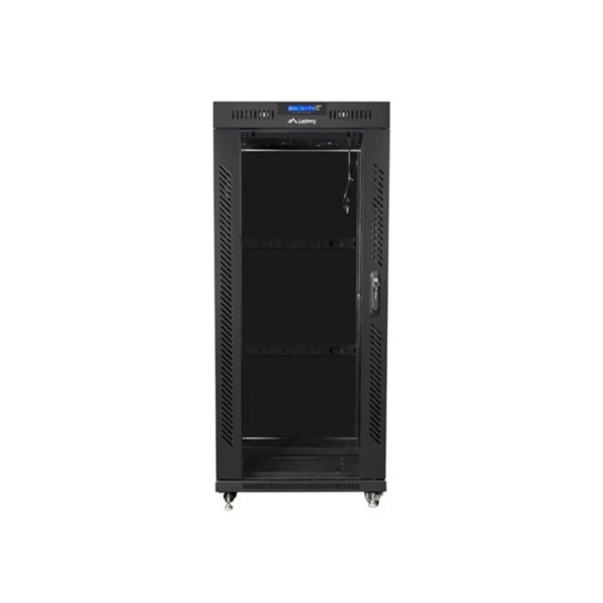 Lanberg FF01-8037-12BL 19" 37U SZÉL:800mm MÉLY:1000mm MAG:1883mm lapraszerelt LCD üvegajtós fekete rack szekrény #1