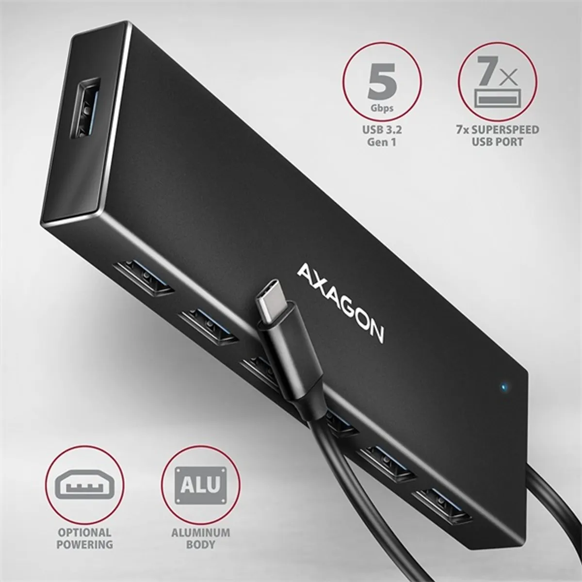 Axagon HUE-F7C SuperSpeed USB-C FLAT CHARGING hub #2