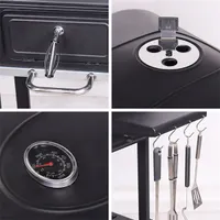 TOO BG-200B fekete BBQ faszenes grillkocsi két oldalsó asztallal #5