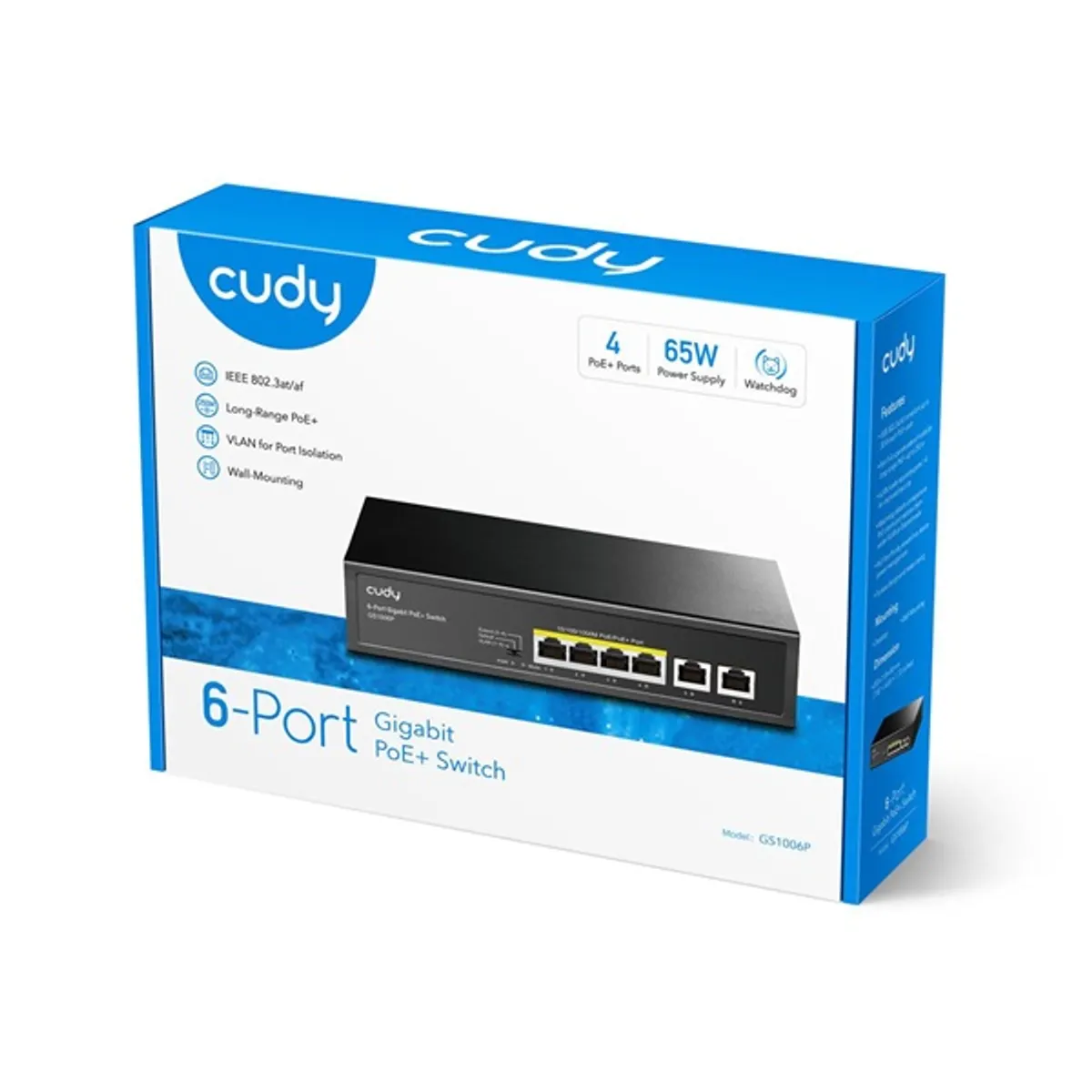 CUDY GS1006P 1x 10/100/1000(PoE+/PoE)+3x 10/100/1000(PoE)+2x gigabit uplink, 60W PoE switch #3